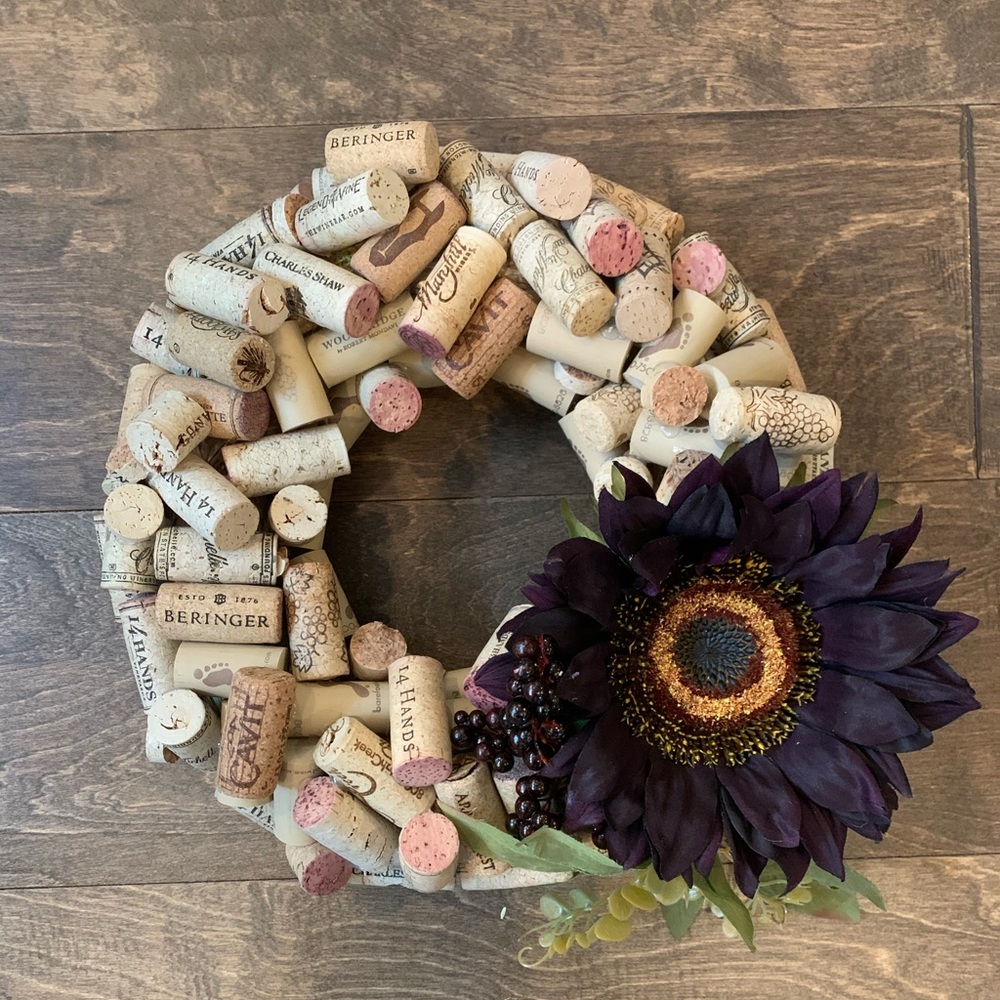 Handmade wine cork wreath